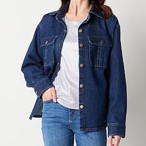a.n.a Womens Denim Midweight Shirt Jacket